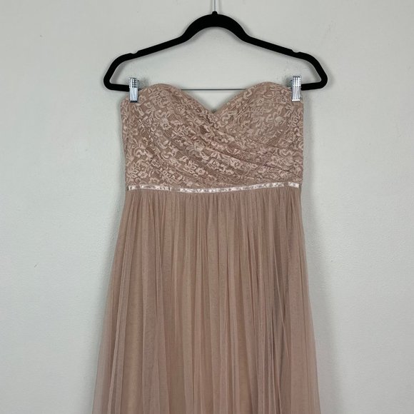 Jenny‎ Yoo Woman's Sz 10 Blush Pink Strapless Lace and Tulle Bridesmaid Dress - Picture 3 of 9